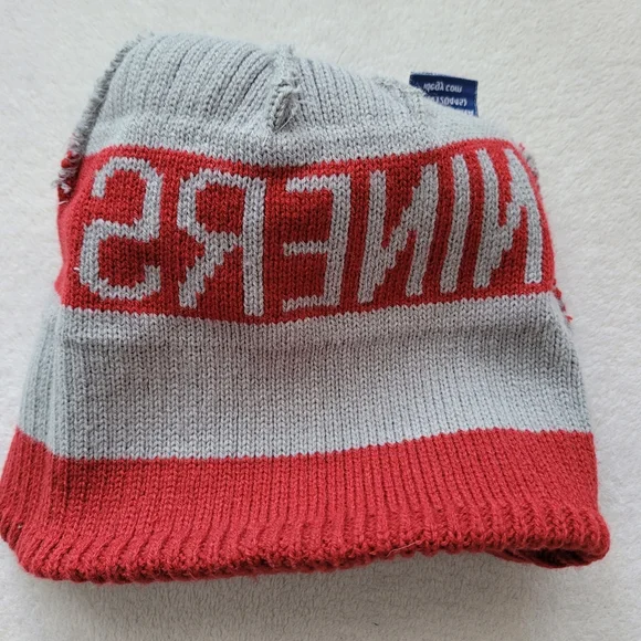 Niners Pom Beanie - San Francisco 49ers Winter Hat Red and Gray - Picture 7 of 10